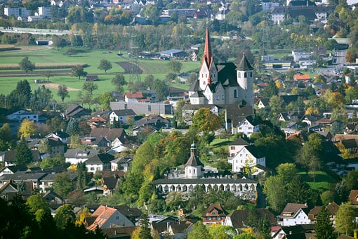 Blick auf die Basilika Rankweil im Rheintal, Vorarlberg