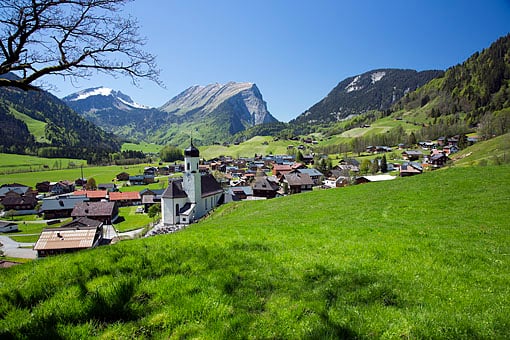Schoppernau gegen Kanisfluh im Bregenzer Wald, Vorarlberg