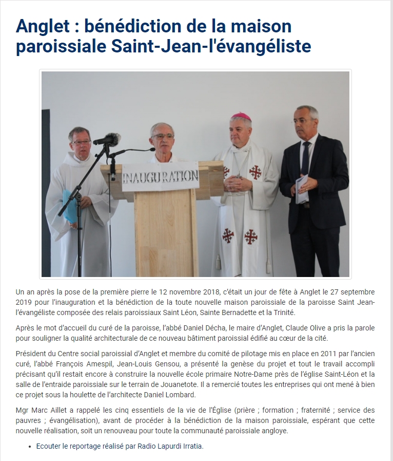 Bénédiction de la maison paroissiale