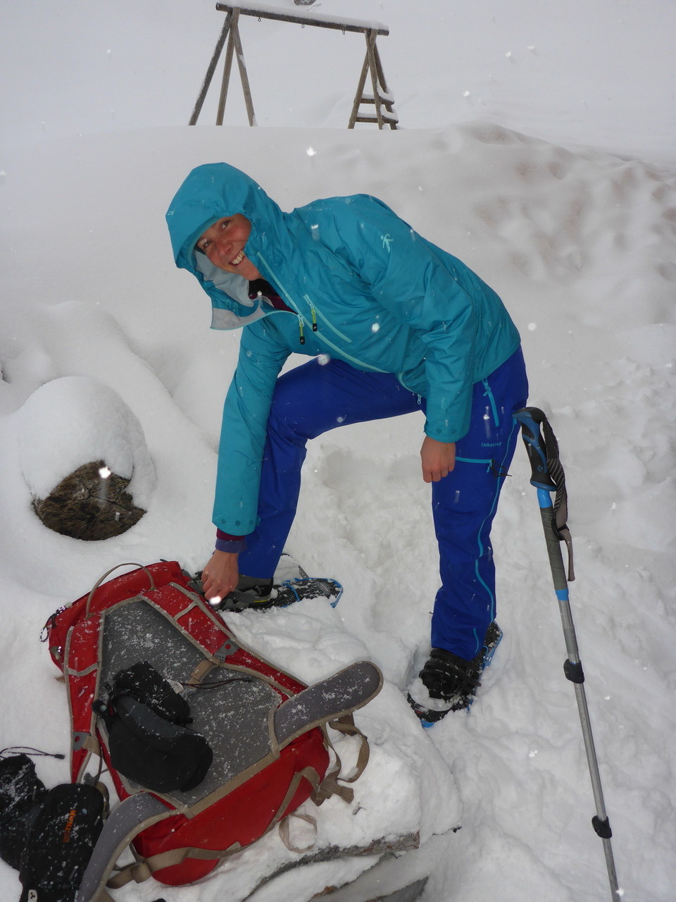 am letzten Tag schneit es und wir steigen nur noch von der Hütte ins Tal ab