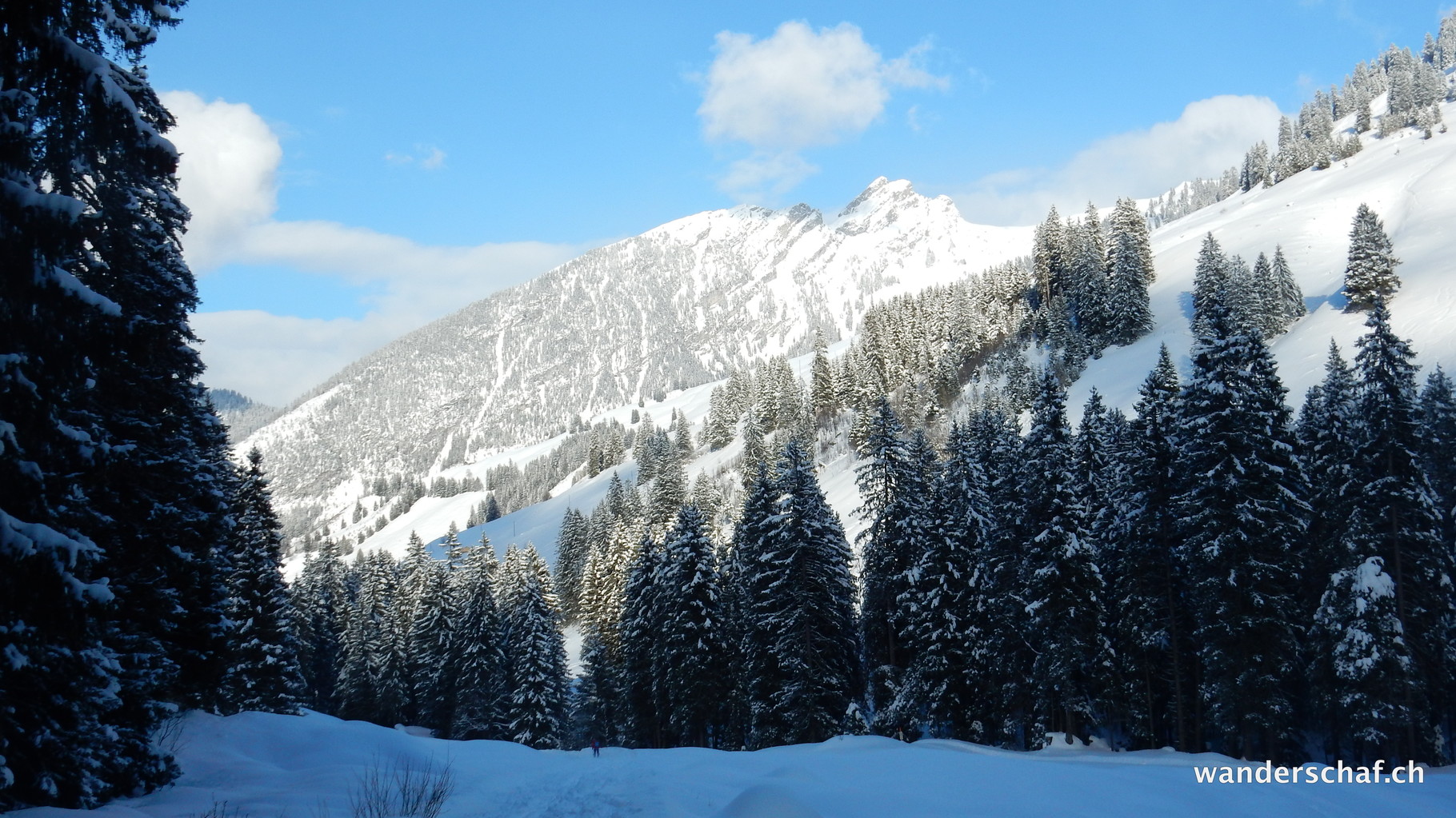 Richtung Norden ist blauer Himmel nur der Gipfel wurde in Wolken gehüllt