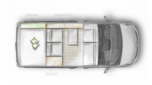 Grundriss Renault Trafic Camper Ausbau
