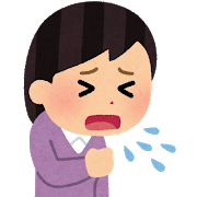 咳をする女性、繰り返す発熱、のどの痛み