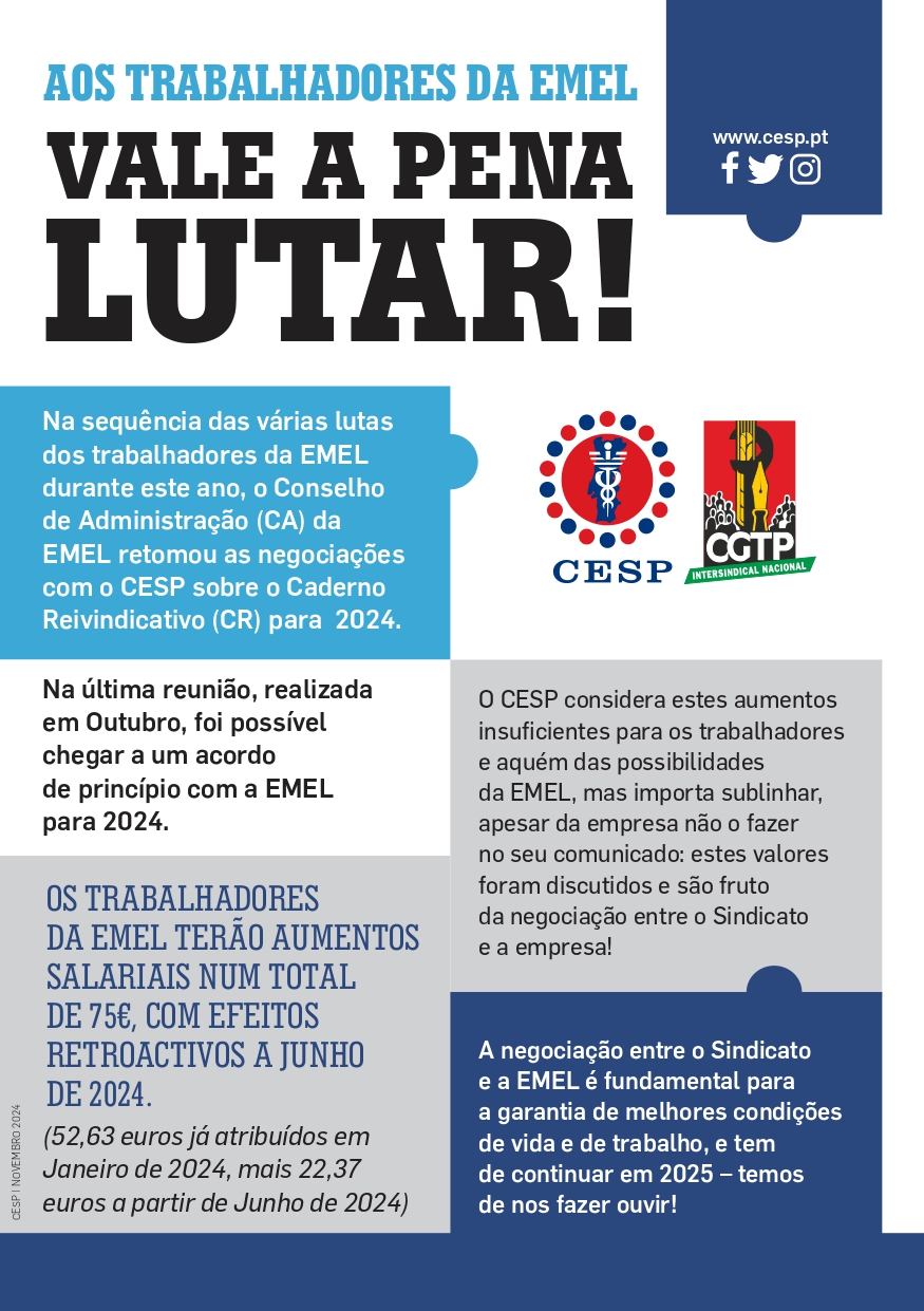 AOS TRABALHADORES DA EMEL: VALE A PENA LUTAR!