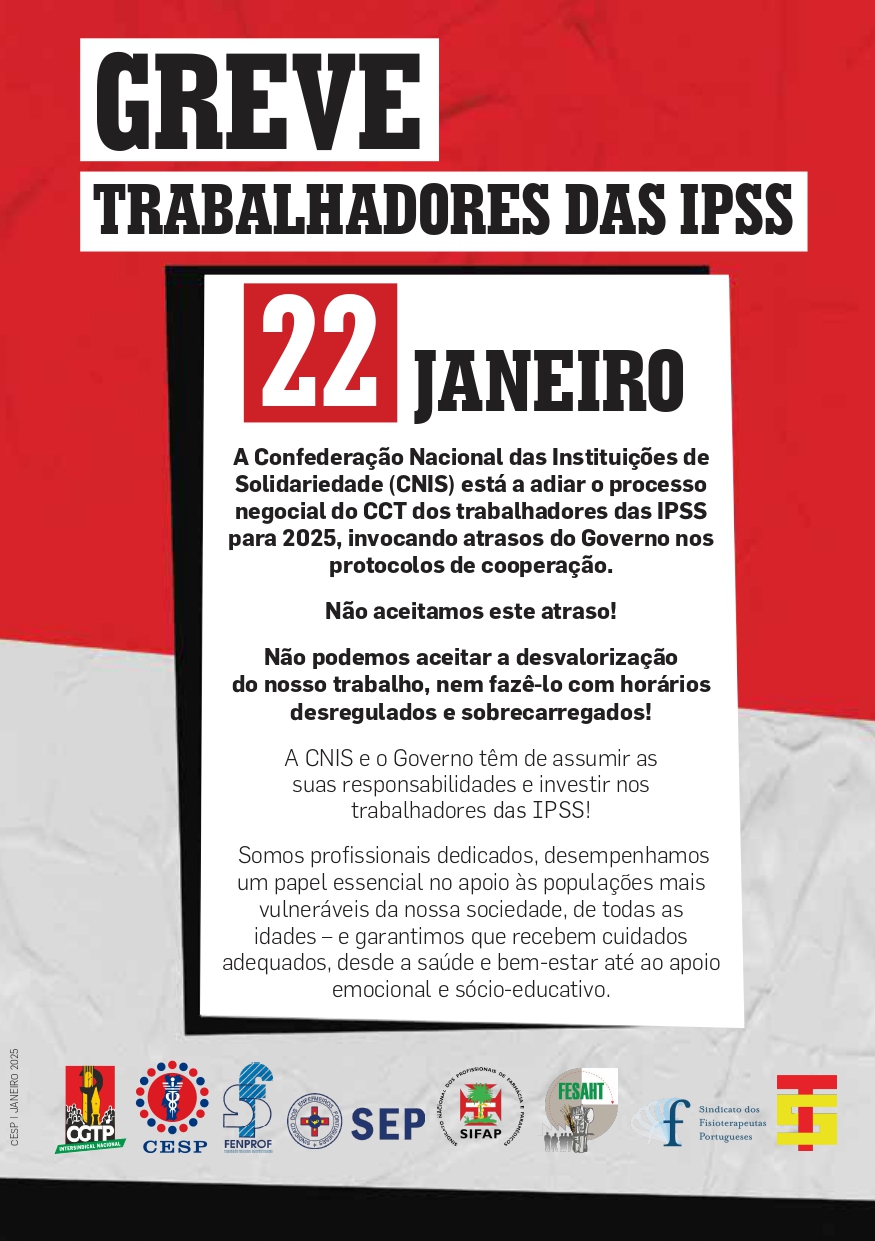 22 JANEIRO | GREVE TRABALHADORES DAS IPSS