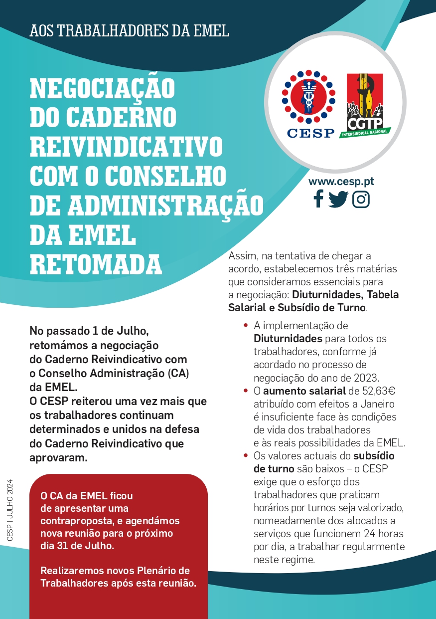 NEGOCIAÇÃO DO CADERNO REIVINDICATIVO COM O CONSELHO DE ADMINISTRAÇÃO DA EMEL RETOMADA