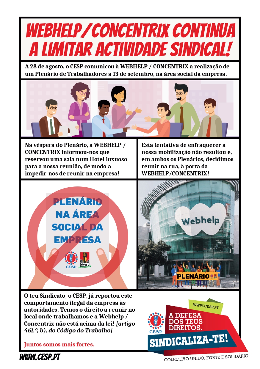 WEBHELP / CONCENTRIX continua a limitar actividade sindical! // WEBHELP/CONCENTRIX continues limiting union activity!