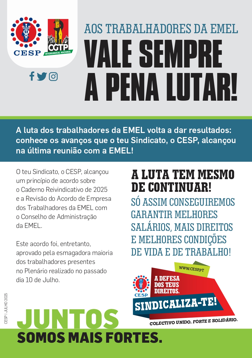 AOS TRABALHADORES DA EMEL: VALE SEMPRE A PENA LUTAR!
