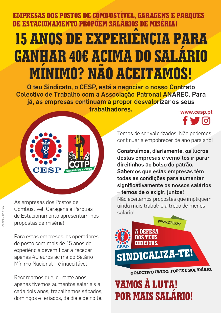 15 ANOS DE EXPERIÊNCIA PARA GANHAR 40€ ACIMA DO SALÁRIO MÍNIMO? NÃO ACEITAMOS!