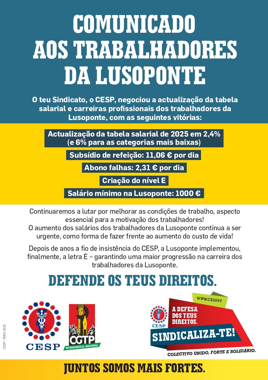 AUMENTOS SALARIAIS NA LUSOPONTE
