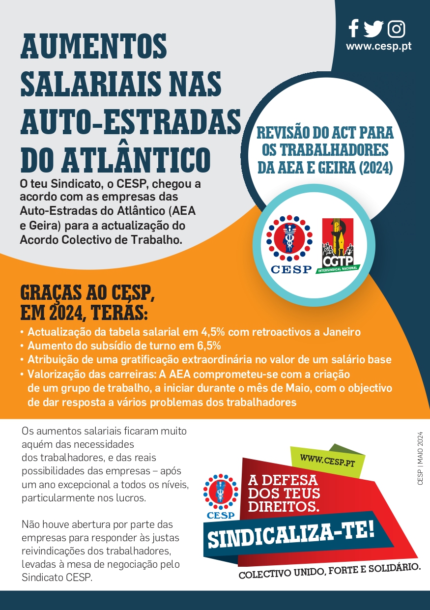 AUMENTOS SALARIAIS NAS AUTO-ESTRADAS DO ATLÂNTICO