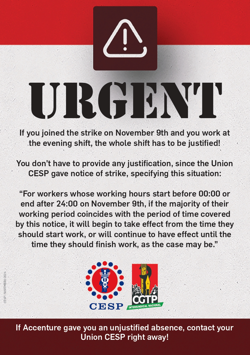URGENT! ABOUT THE STRIKE ON NOVEMBER 9TH!