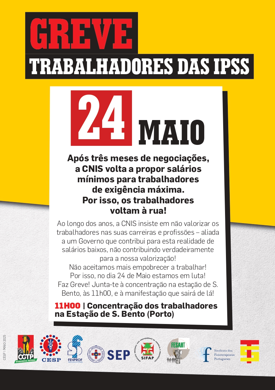 24 MAIO | GREVE DOS TRABALHADORES DAS IPSS