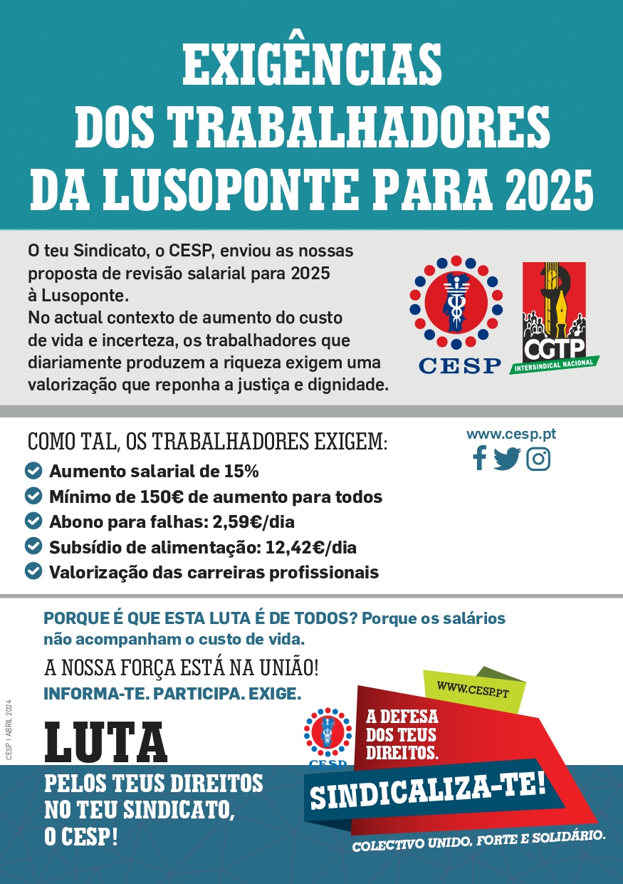EXIGÊNCIAS DOS TRABALHADORES DA LUSOPONTE PARA 2025