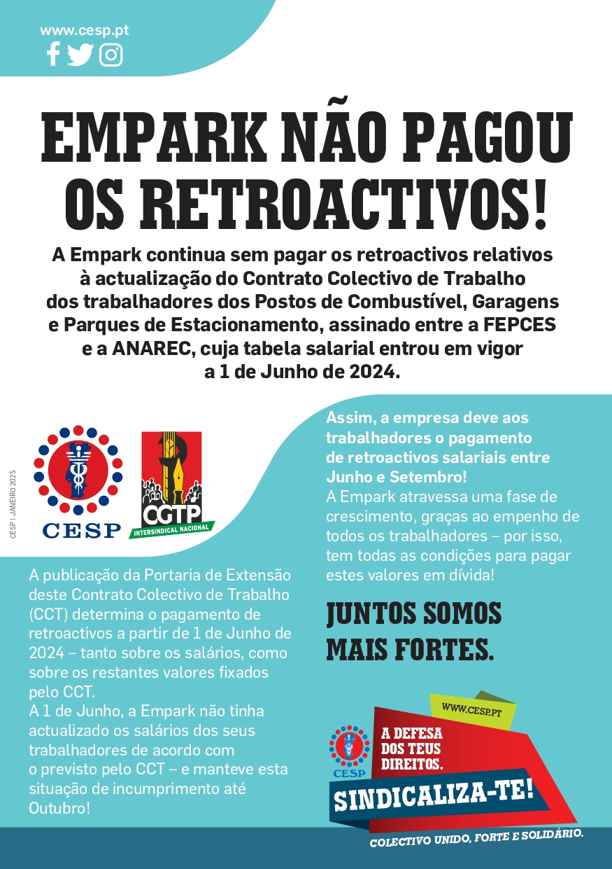 EMPARK NÃO PAGOU OS RETROACTIVOS!