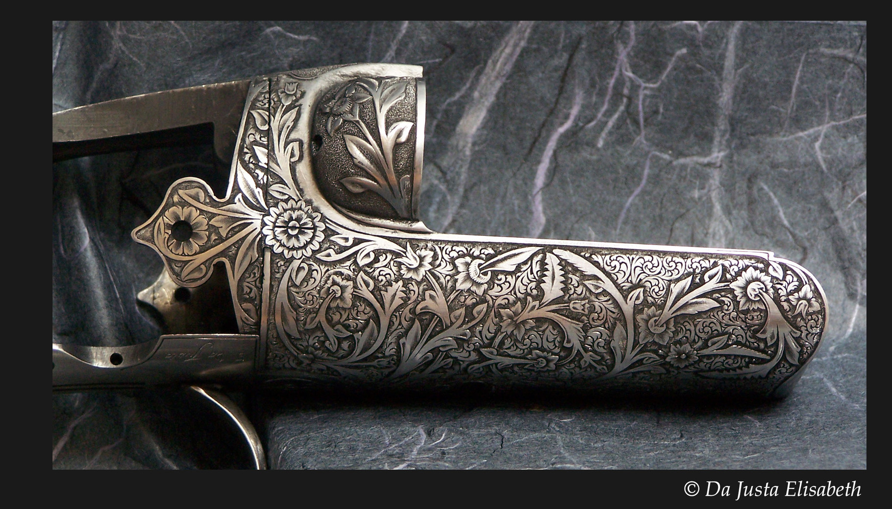 Ornament on an English scroll-covered background