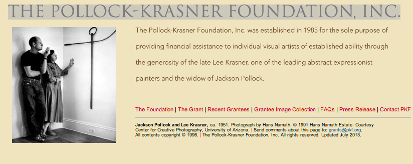 Stipendium der "Pollock-Krasner Foundation", New York
