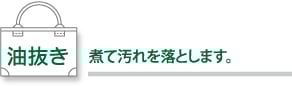 油抜き　煮て汚れを落とします