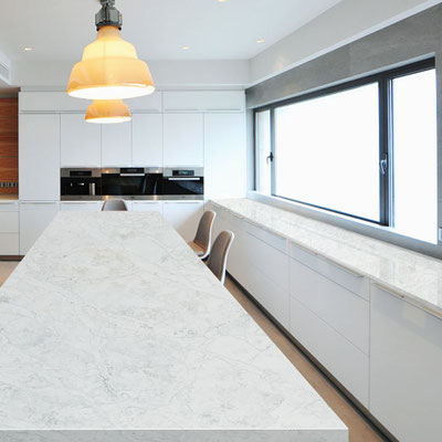 White kitchen windowsill from Sodostone engineered quartz