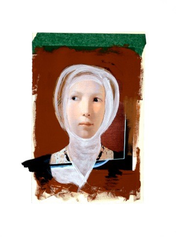 Héritage # 3, 2013, Impression numérique, collage, acrylique et fusain sur papier / Print, collage, acrylic and charcoal on paper. 28" x 22" / 71 x 56 cm. Photo: Réal Capuano.