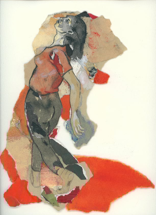 Corps de contraine I, d'après Delacroix, 1995, 28 x 22 cm, techniques mixtes sur papier.