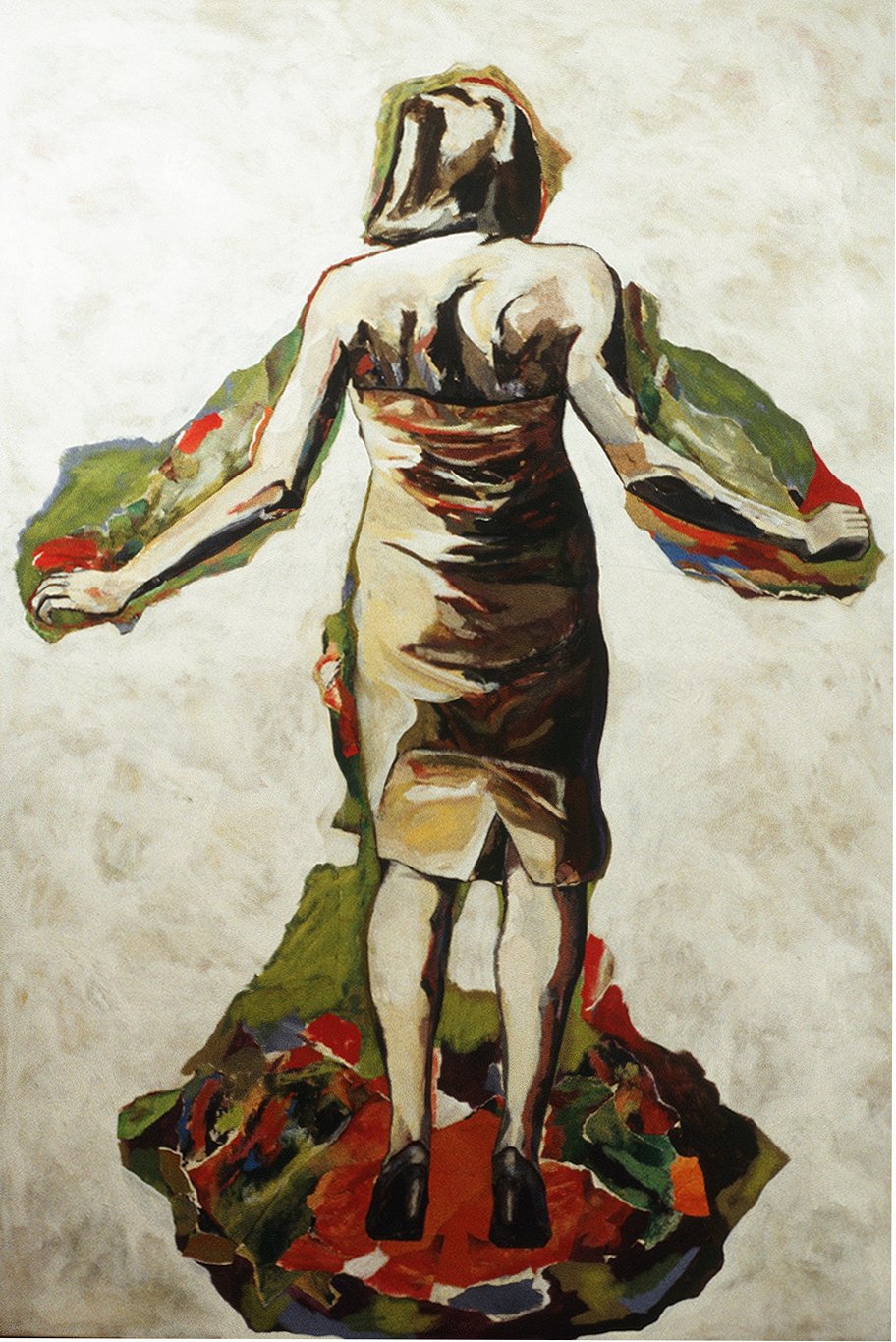 Corps de contrainte II, 1996, 234 x 160 cm - 92" x 63",  acrylique et collage sur toile - acrylic and collage on canvas.