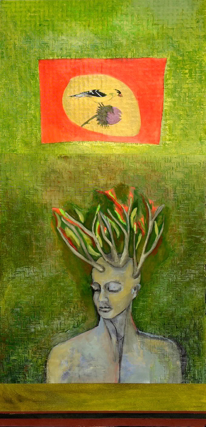 Sans titre, 2011,  129 x 69 cm - 51" x 27", acrylique et collage sur toile - Acrylic and collage on canvas.  Photo: Réal Capuano