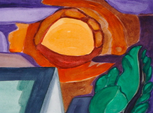 October Moon, watercolor, 11.5 x 8.5