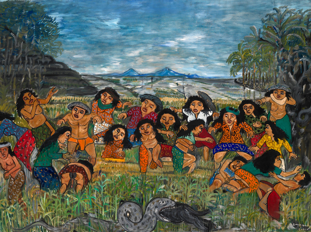 Serpent dans la rizière - 93x130 cm - réf. IR70.93.130