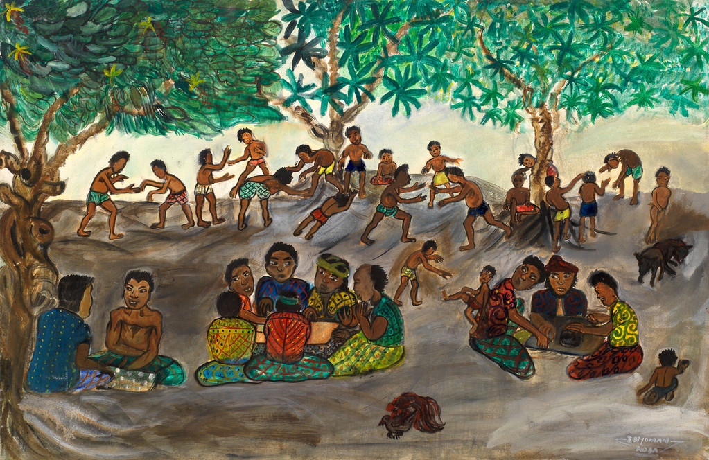 Scène de village - 58x89 cm - réf. IR24.58.89