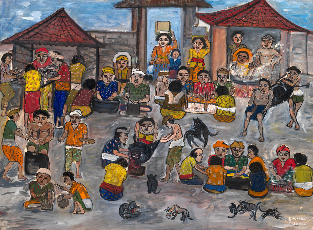 Scène villageoise - 97x133 cm - réf. IR61.97.133