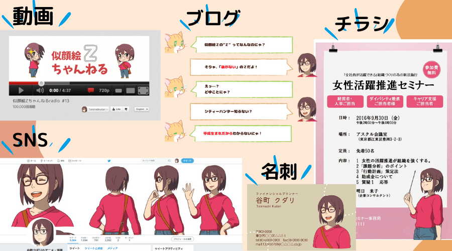 似顔絵を二次利用料込みで利用できる