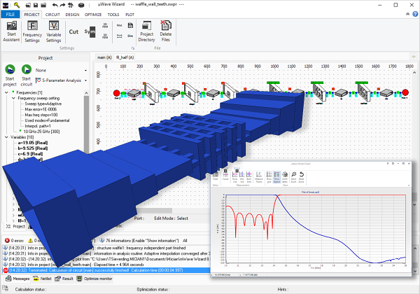 Waffle iron filter with input taper
