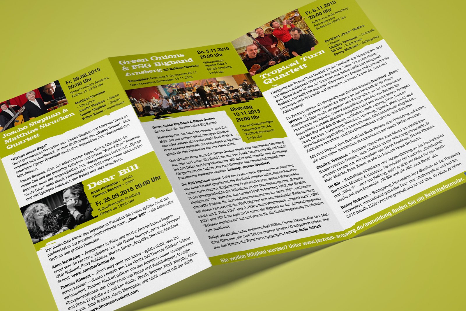 Jazzclub Arnsberg: Programmflyer für Konzerte, 2 x jährlich