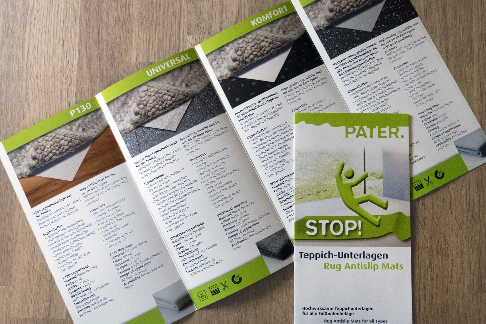 Pater: Produktflyer Teppichunterlagen