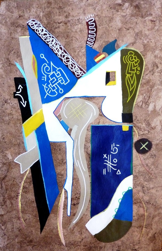 Amate 33, 40x60 cm, acrylique et huile sur "amate" (Collection Particulière Bordeaux) 2014