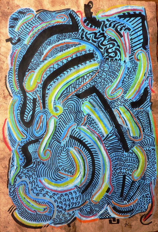 Amate 40x60 cm, acrylique et huile sur "amate" 2011