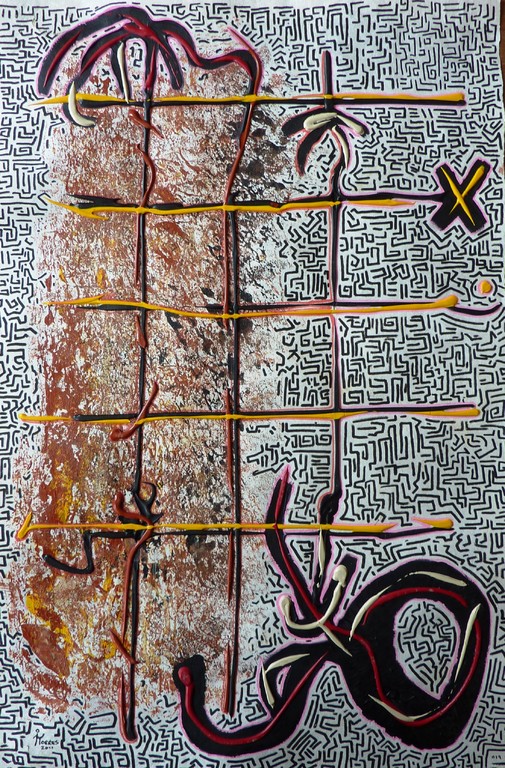 Amate 40x60 cm, acrylique et huile sur "amate" 2011