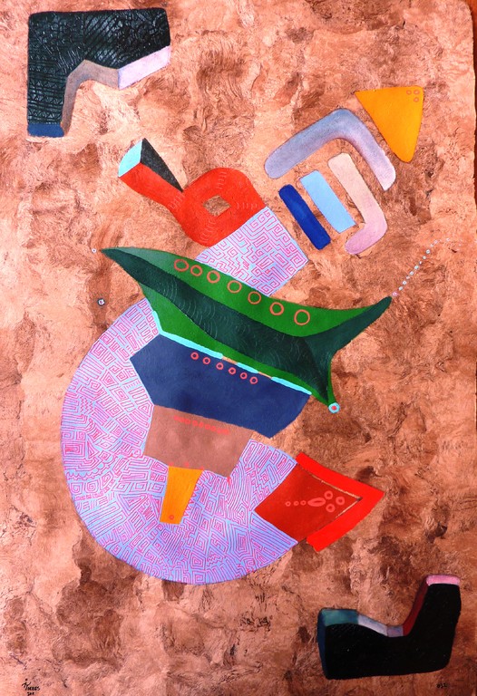 Amate 18, 40x60 cm, acrylique et huile sur "amate" 2011.