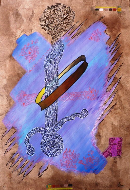 Amate 12,  40x60 cm, acrylique et huile sur "amate" 2011