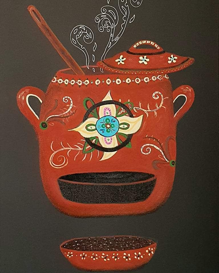 Frijoles de la Olla 40×30 cm, acrylique et huile sur toile, 2022 (500 €)