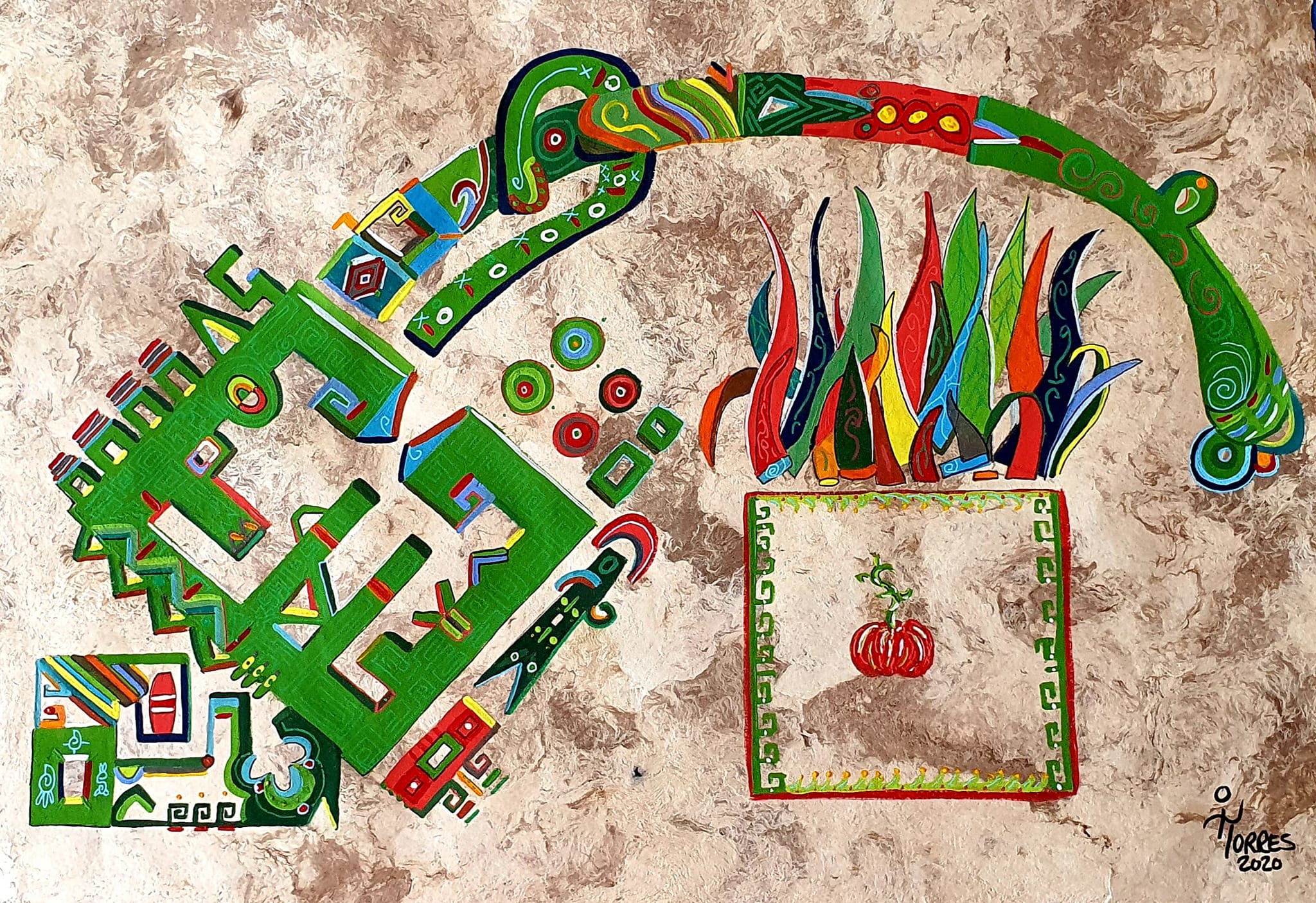 Tomates 20x29 cm, acrylique sur papier amate, 2021 (250 €)