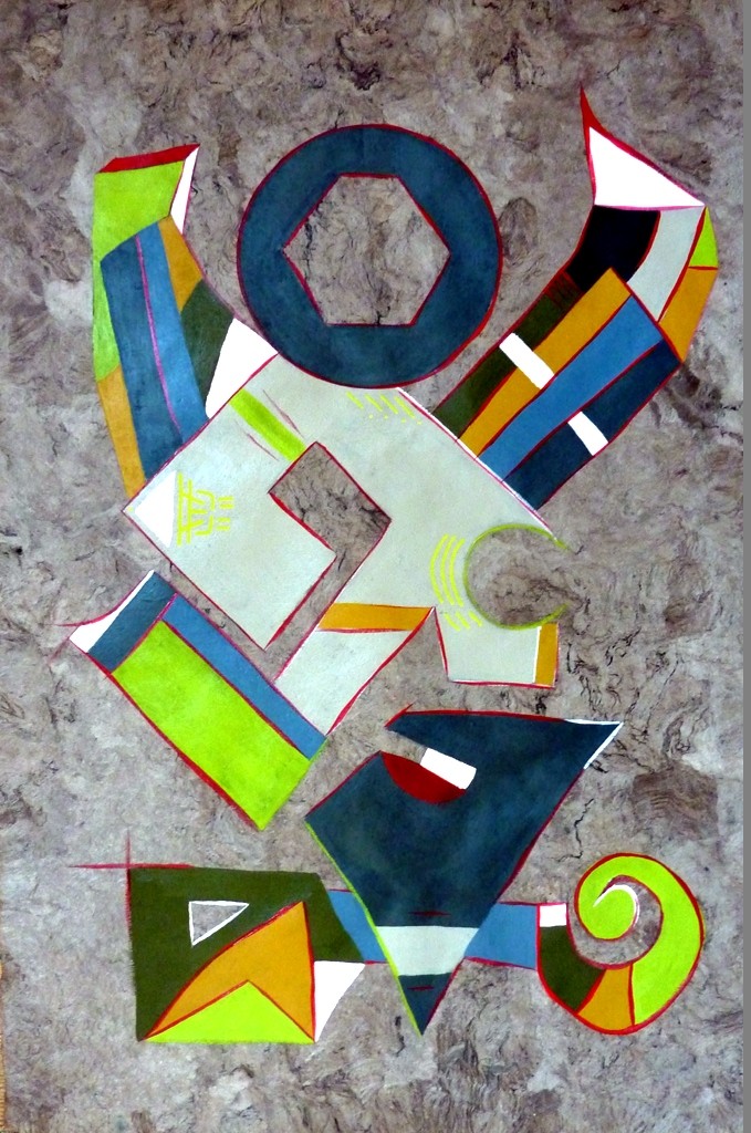 Amate 36, 40x60 cm, acrylique et huile sur "amate" (Collection Particulière Bordeaux) 2014