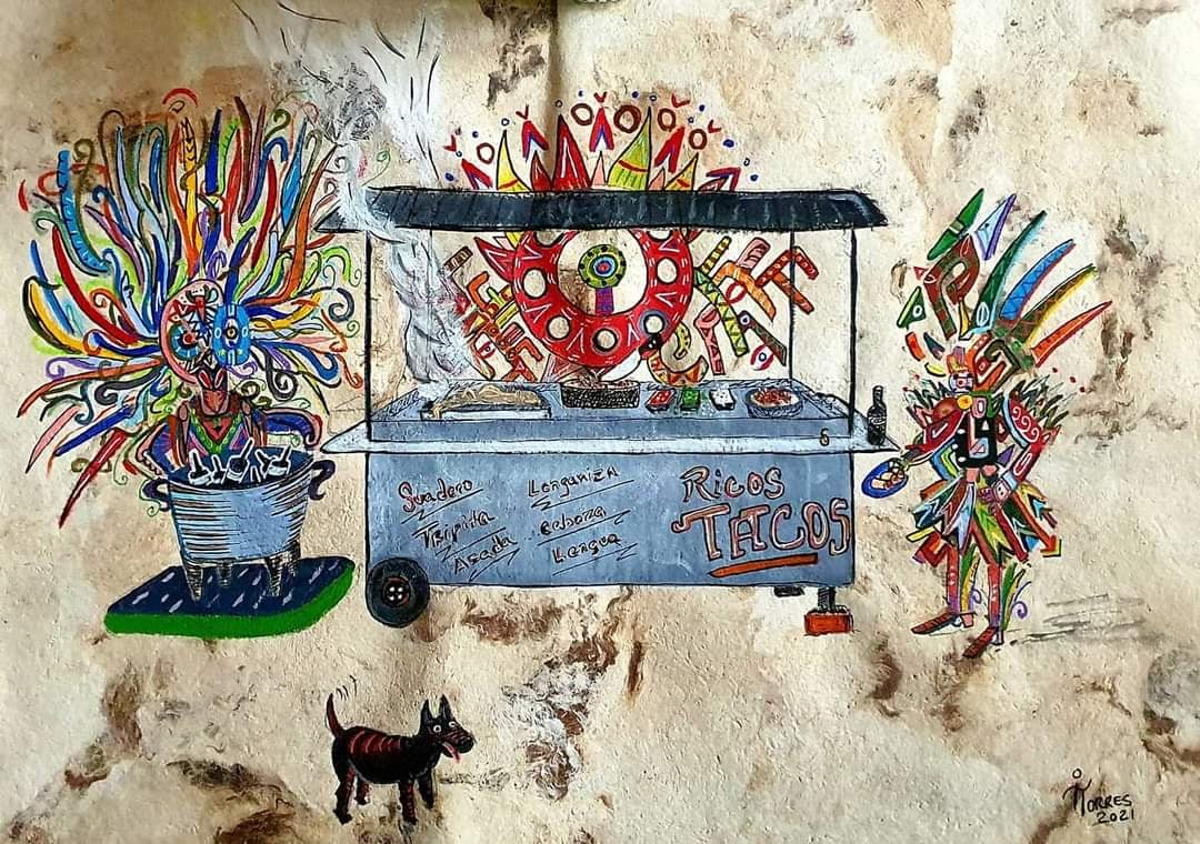 Ricos Tacos 40x60 cm, acrylique sur papier amate 2021 (250 €)