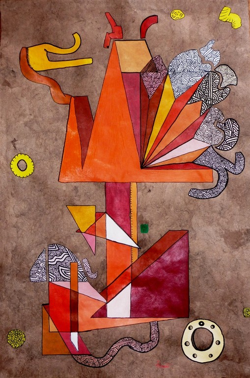 Amate 20 40x60 cm, acrylique et huile sur "amate" (Collection Particulière Bordeaux) 2011