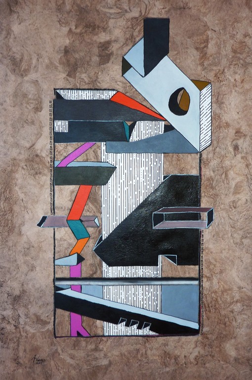 Amate 15, 40x60 cm, acrylique et huile sur "amate" (Collection Particulière Bordeaux) 2011