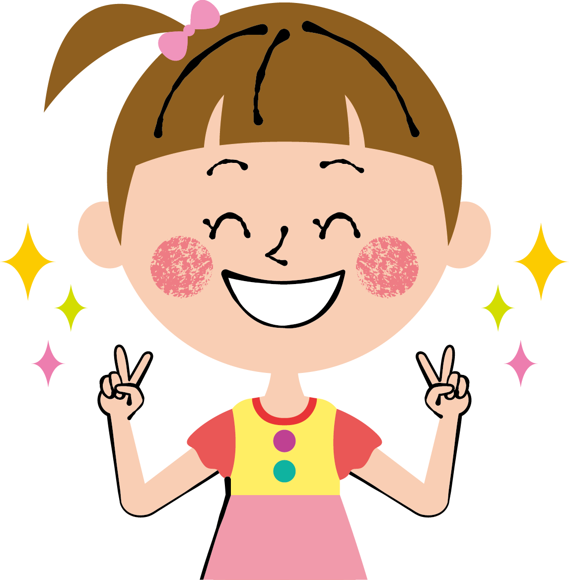 （７５）ピースで耳横をスライドする