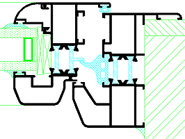 Sección de ventana de aluminio con rotura de puente térmico de 75 mm
