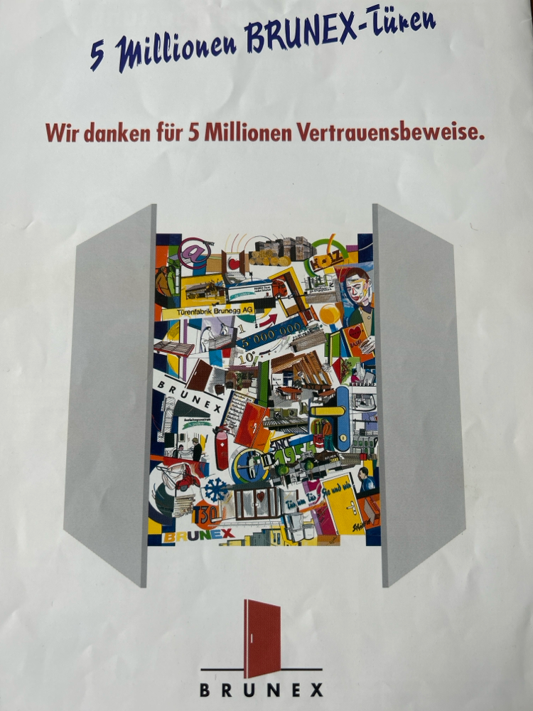 Bild zur Feier der 5‘000‘000-sten Brunex Tür, (im Jahr 2001)