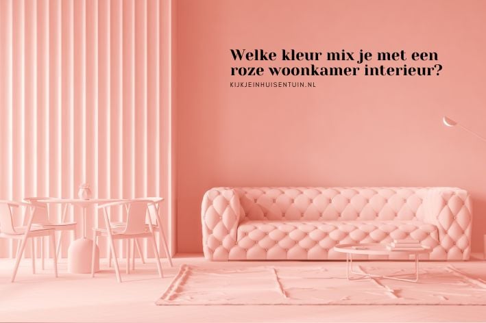 Welke kleur mix je met een roze woonkamer interieur?
